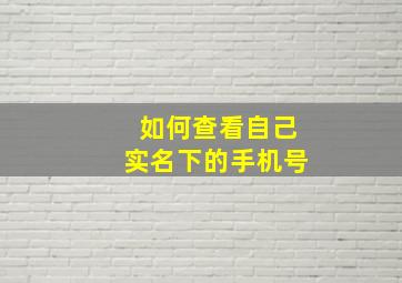 如何查看自己实名下的手机号