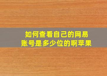 如何查看自己的网易账号是多少位的啊苹果