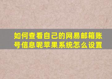 如何查看自己的网易邮箱账号信息呢苹果系统怎么设置