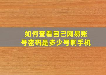 如何查看自己网易账号密码是多少号啊手机