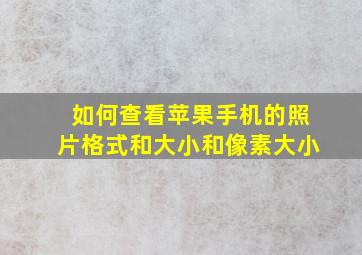 如何查看苹果手机的照片格式和大小和像素大小