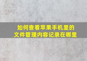 如何查看苹果手机里的文件管理内容记录在哪里