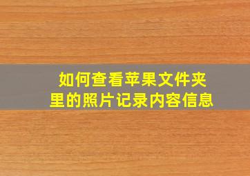 如何查看苹果文件夹里的照片记录内容信息