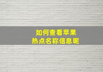 如何查看苹果热点名称信息呢