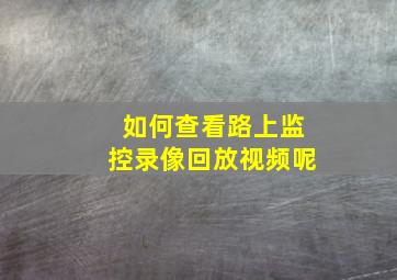 如何查看路上监控录像回放视频呢