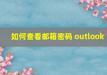 如何查看邮箱密码 outlook