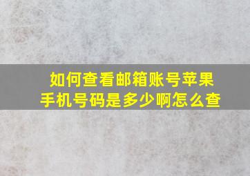 如何查看邮箱账号苹果手机号码是多少啊怎么查