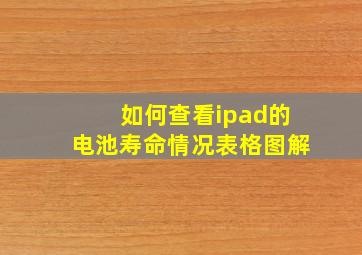 如何查看ipad的电池寿命情况表格图解