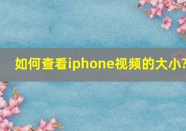 如何查看iphone视频的大小?