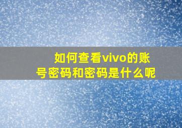 如何查看vivo的账号密码和密码是什么呢