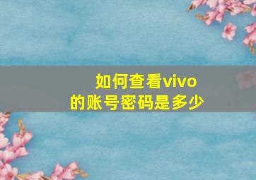 如何查看vivo的账号密码是多少