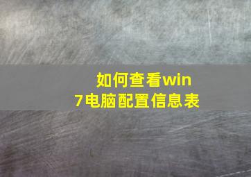 如何查看win7电脑配置信息表