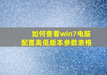 如何查看win7电脑配置高低版本参数表格