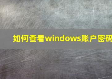 如何查看windows账户密码