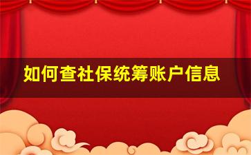 如何查社保统筹账户信息