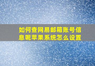 如何查网易邮箱账号信息呢苹果系统怎么设置