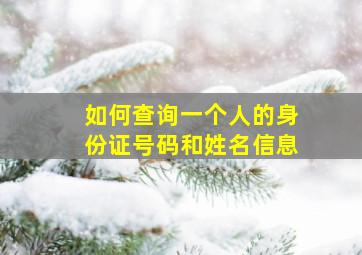 如何查询一个人的身份证号码和姓名信息