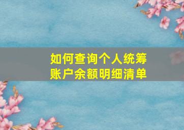 如何查询个人统筹账户余额明细清单