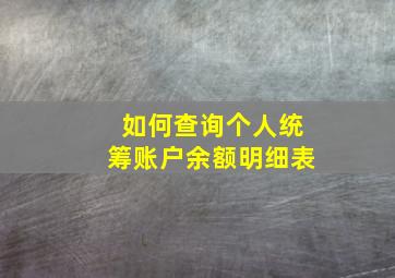 如何查询个人统筹账户余额明细表