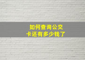 如何查询公交卡还有多少钱了