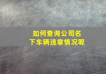 如何查询公司名下车辆违章情况呢