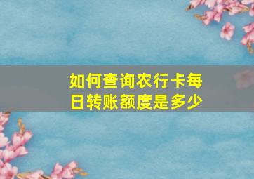 如何查询农行卡每日转账额度是多少