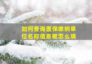 如何查询医保缴纳单位名称信息呢怎么填