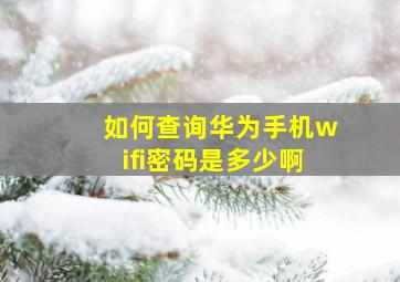 如何查询华为手机wifi密码是多少啊