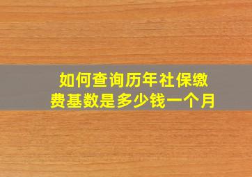 如何查询历年社保缴费基数是多少钱一个月