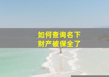 如何查询名下财产被保全了