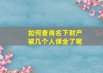 如何查询名下财产被几个人保全了呢