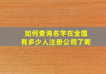 如何查询名字在全国有多少人注册公司了呢