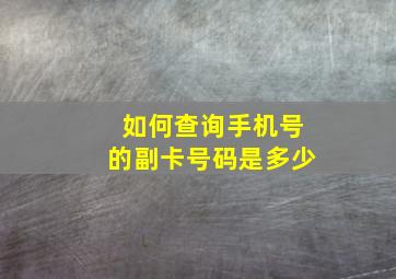 如何查询手机号的副卡号码是多少