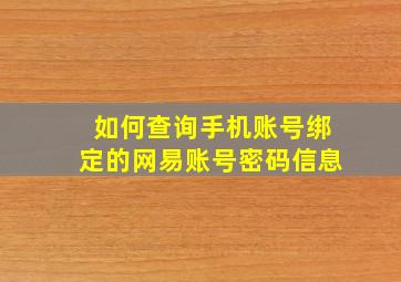 如何查询手机账号绑定的网易账号密码信息