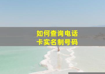 如何查询电话卡实名制号码