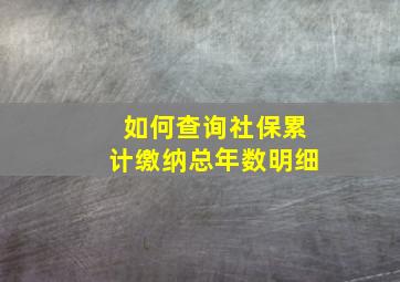 如何查询社保累计缴纳总年数明细