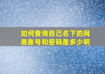 如何查询自己名下的网易账号和密码是多少啊