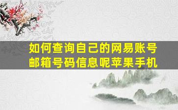 如何查询自己的网易账号邮箱号码信息呢苹果手机