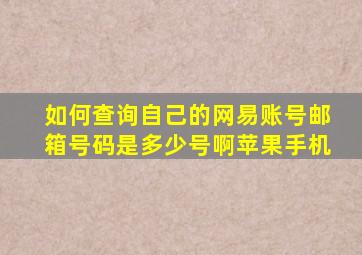 如何查询自己的网易账号邮箱号码是多少号啊苹果手机