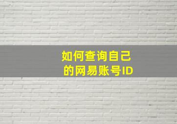 如何查询自己的网易账号ID