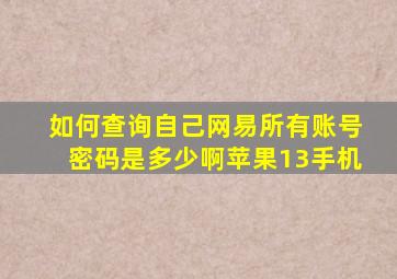 如何查询自己网易所有账号密码是多少啊苹果13手机