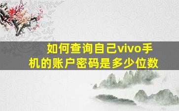 如何查询自己vivo手机的账户密码是多少位数