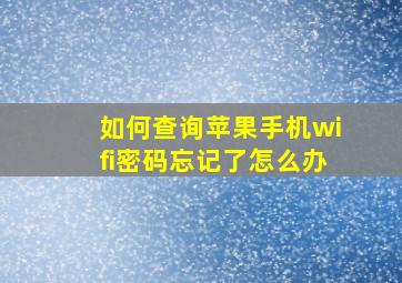 如何查询苹果手机wifi密码忘记了怎么办