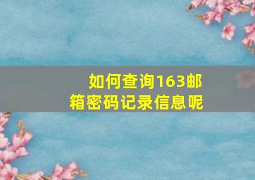 如何查询163邮箱密码记录信息呢