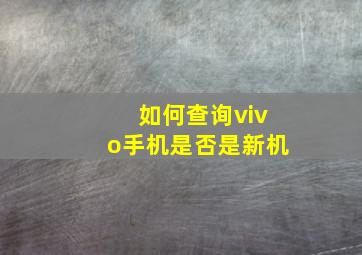 如何查询vivo手机是否是新机