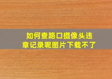 如何查路口摄像头违章记录呢图片下载不了