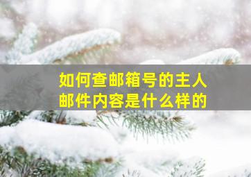 如何查邮箱号的主人邮件内容是什么样的