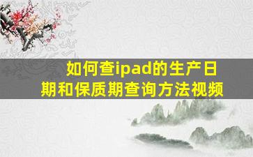 如何查ipad的生产日期和保质期查询方法视频