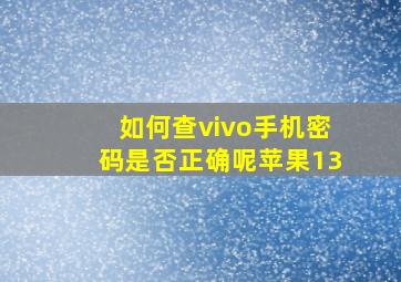 如何查vivo手机密码是否正确呢苹果13