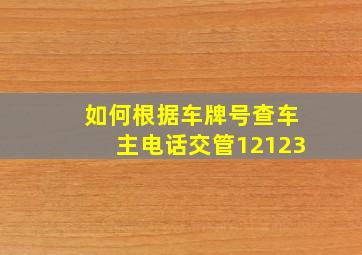 如何根据车牌号查车主电话交管12123